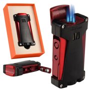 JetLine Bermuda Triple Flame Lighter W/ Punch Cutter- Red