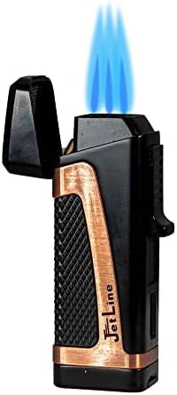 JetLine Hurricane II Triple Flame Cigar Lighter With Punch - Red | Adjustable Flame, Metal Build
