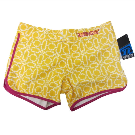 JetPilot New Women's Sizzle Shorts Yellow/Pink Ladies Watercraft Size 1