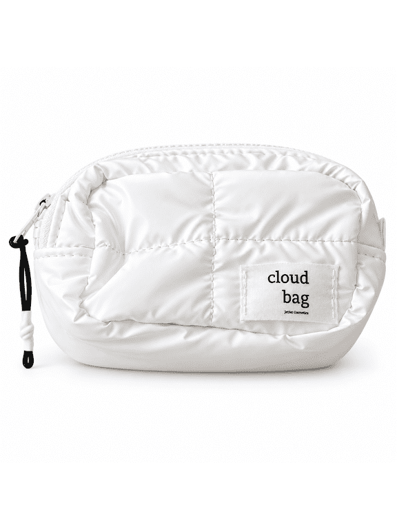 Cloud Bag Quilted Cosmetic Pouch, White, Puffy Travel Makeup Bag, size Large