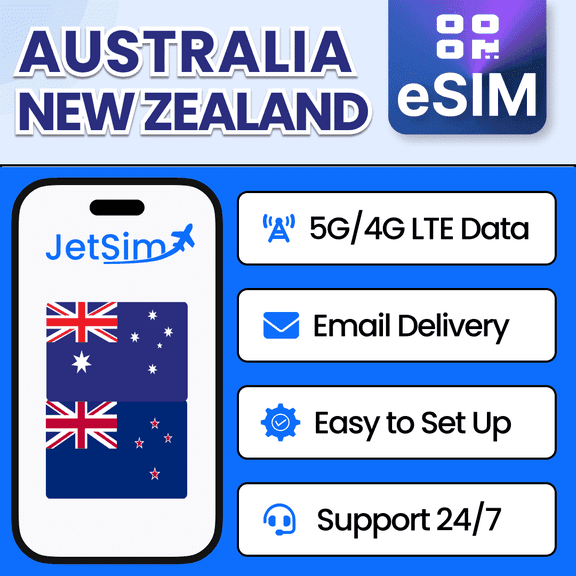 JetSim Bring Your Own Phone eSIM SIM Card Kit for Australia & New Zealand- Activation Required