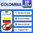 thumbnail image 1 of JetSim Bring Your Own Phone eSIM SIM Card Kit for Colombia - Activation Required, 1 of 6