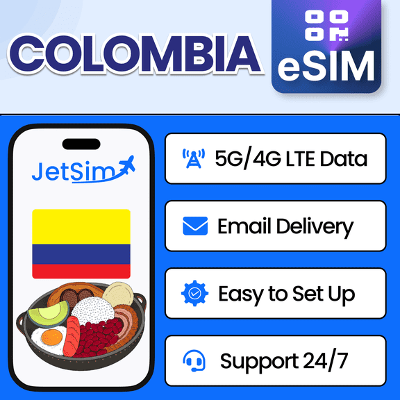 JetSim Bring Your Own Phone eSIM SIM Card Kit for Colombia - Activation Required
