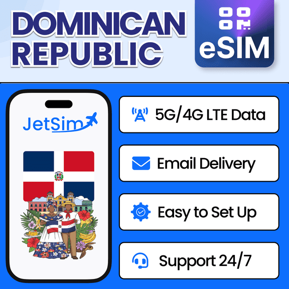 JetSim Bring Your Own Phone eSIM SIM Card Kit for Dominican Republic- Activation Required
