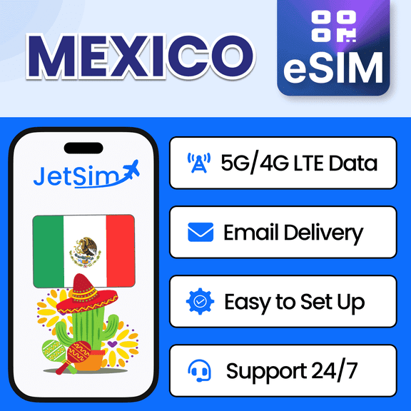 JetSim Bring Your Own Phone eSIM SIM Card Kit for Mexico- Activation Required