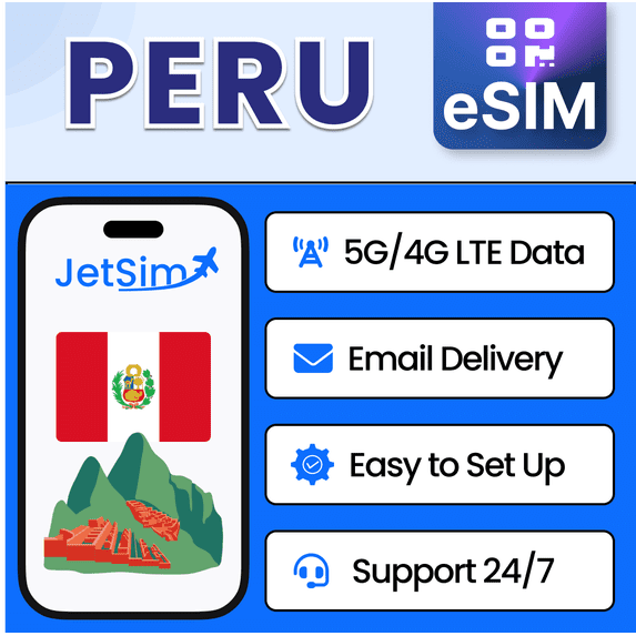 JetSim Bring Your Own Phone eSIM SIM Card Kit for Peru- Activation Required