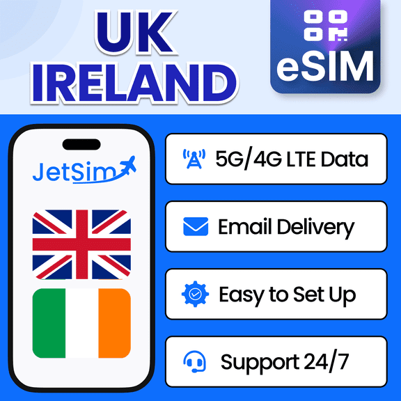 JetSim Bring Your Own Phone eSIM SIM Card Kit for UK & Ireland- Activation Required