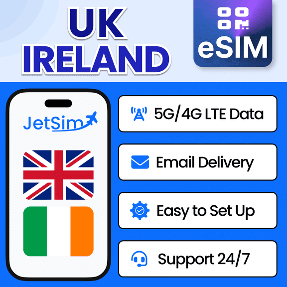 JetSim Bring Your Own Phone eSIM SIM Card Kit for UK & Ireland- Activation Required