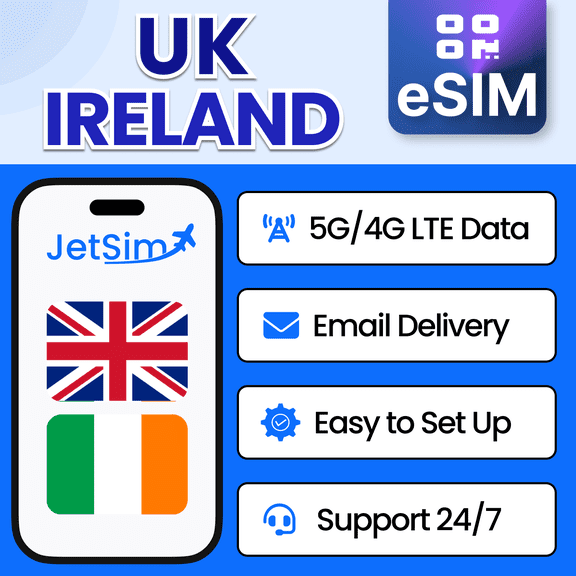 JetSim Bring Your Own Phone eSIM SIM Card Kit for UK & Ireland- Activation Required