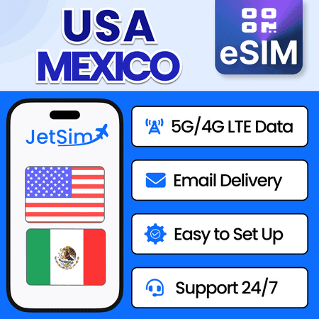 JetSim Bring Your Own Phone eSIM SIM Card Kit for USA & Mexico- Activation Required