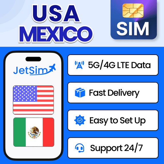 JetSim International Sim Card for Mexico and USA 10 Days Unlimited Data