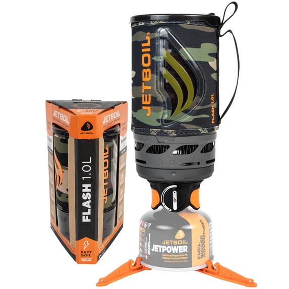 Jetboil Flash Portable Fast Boil Stove for Camping and Backpacking with 1-Step Auto Ignition, Propane/Isobutane Burner with Cooking Cup