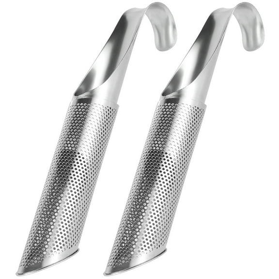 Jetcloudlive 1/2Pcs Stainless Steel Tea Strainer Fine Mesh Tea Infuser Pipe Tea Filter with Hanging Hook Handle Tea Interval Diffuser Reusable Tea Steeper for Loose Tea Rose Coffee Spices (Silver)