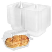[25 Pack] Clear Hinged Plastic Containers - 9x5x3 Single Compartment Clamshell Food Containers for Cake Roll, Cookie, Sandwich, and Baked Goods 