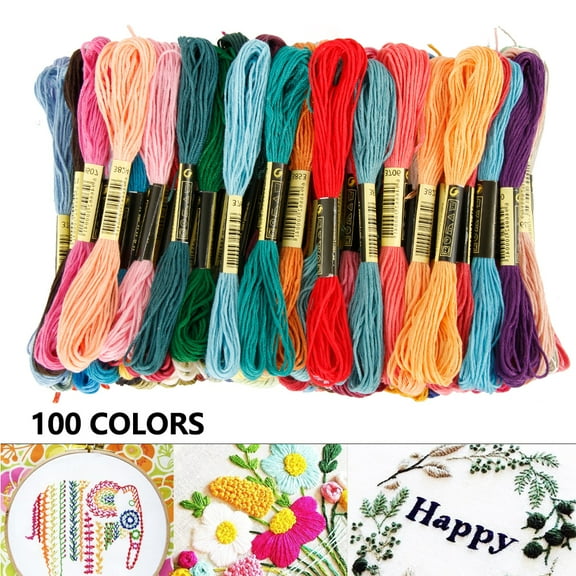 Jetcloudlive 100PCS Embroidery Floss Cross Stitch Threads Friendship Bracelets Cotton DMC Rainbow Colors Sewing Kits