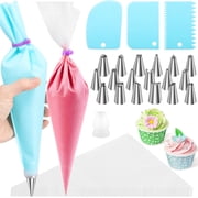 126 Pcs Piping Bag and Tip Set Multiple Shape Stainless Steel Tip and 12in Piping Bag for Cookie Cupcake Macaron for Beginner and Baking Enthusiast