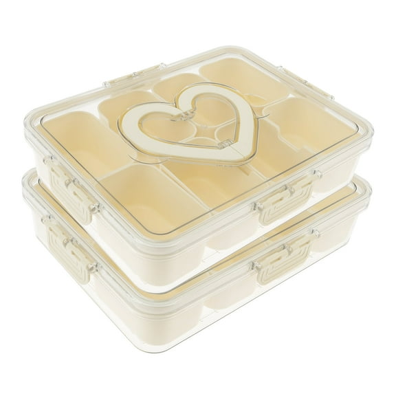 Jetcloudlive 2 PCS Divided Serving Tray with Lid and Handle Snackle Box Charcuterie Container Portable Snack Platters Clear Organizer for Candy Fruits Nuts,Snacks for Party Entertaining Picnic