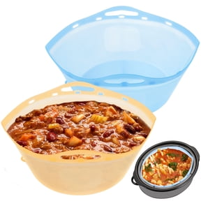 Jetcloudlive Silicone Slow Cooker Liners, Reusable Insert Compatible with Crock-Pot 6-8 Quart Oval and Round, 2 PCS with Locking Buttons