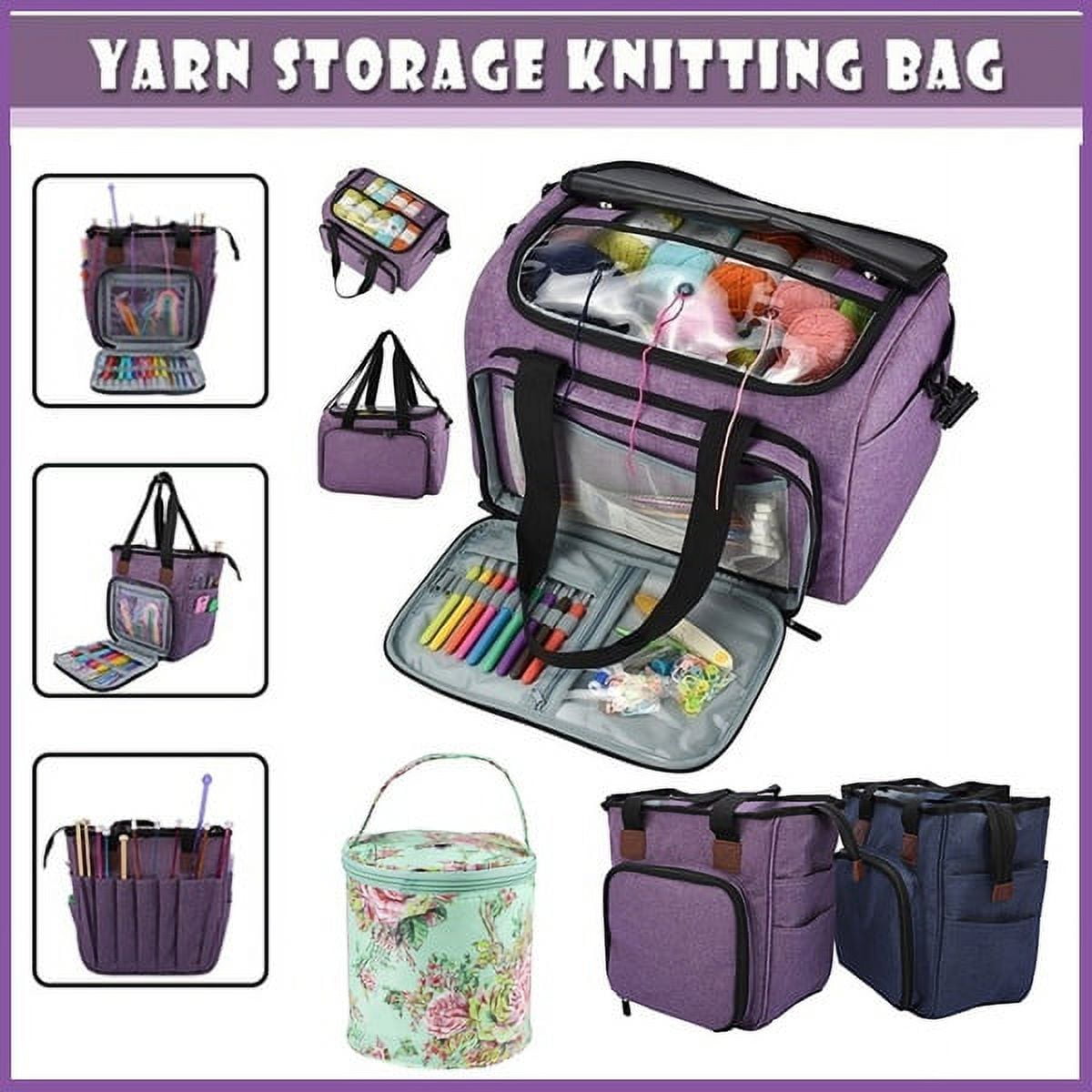 DOACT Knitting Bag Yarn Storage Knitting Tote Bag Wood Handle Yarn