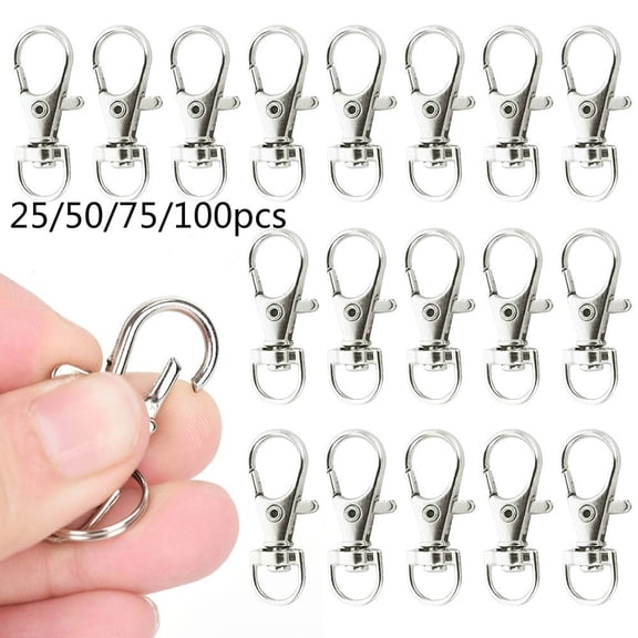 Jetcloudlive 25/50/75/100pcs Swivel Lobster Clasp Clips Hook Alloy Key Ring Split Keychain Durable Diy Keyring Hook