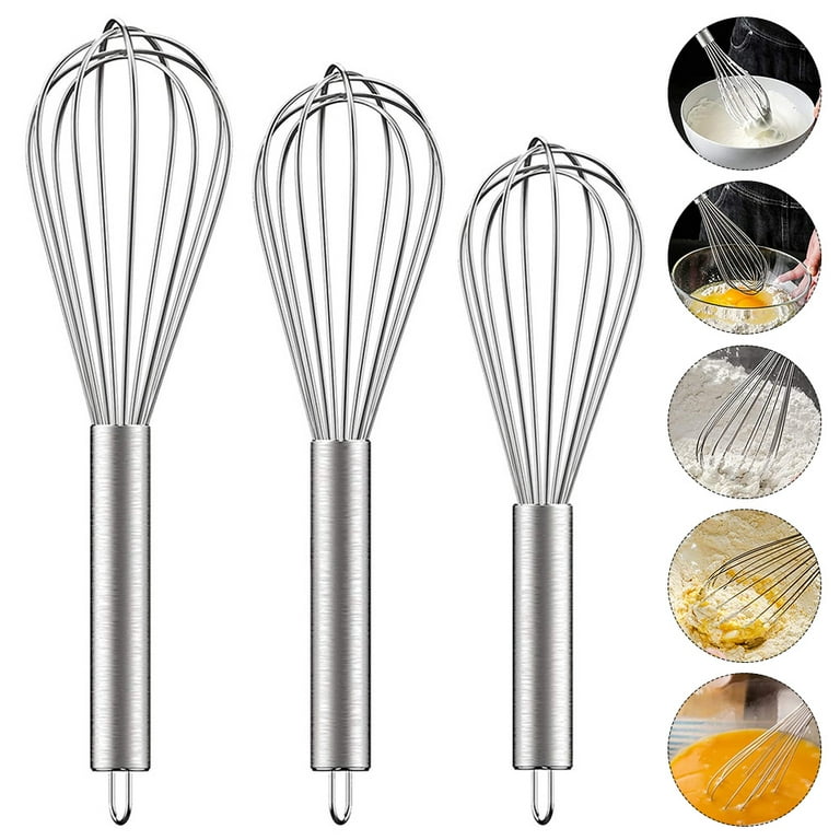 Stainless Steel Whisk (Set of 3) - Kitchen Utensil Wisk For Blending &  Stirring