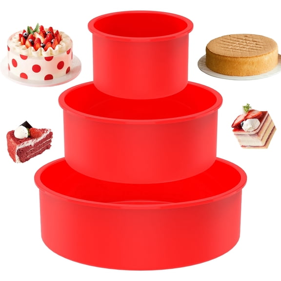 Jetcloudlive 3Pcs Silicone Round Cake Pan Non-Stick Food Grade Baking Moulds Heat Resistant Easy Release Tins for Baking