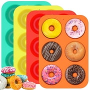 Jetcloudlive 4Pcs Silicone Donut Mold 6 Cavity Non-Stick Donut Pan Easy to Release Muffin Baking Tray Stackable Donut Baking Tin Heat Resistant 4 Colors for Donut Cake Biscuit Bagels