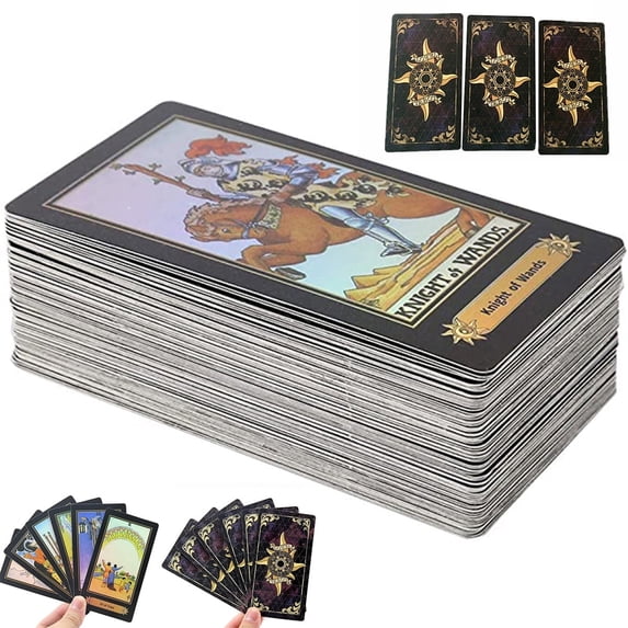 Jetcloudlive 78 Tarot Deck with Guidebook Classic Future Telling Game for Beginners and Professional Player Holographic Tarot Cards Artwork for Divination