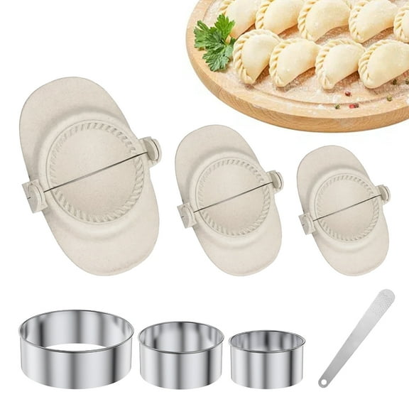 Jetcloudlive 7PCS Dumpling Maker Reusable Empanadas Press Mold Set With Ring Cutter and Stuffing Spoon, Kitchen Gadget for Empanada Pierogi Pastelitos Calzone Turnovers
