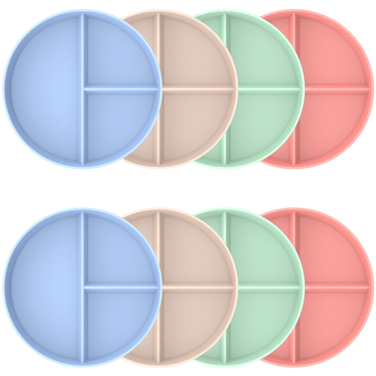 Jetcloudlive 8Pcs 9inch Divided Dinner Plates Unbreakable Portion Control Dinner Plates Reusable