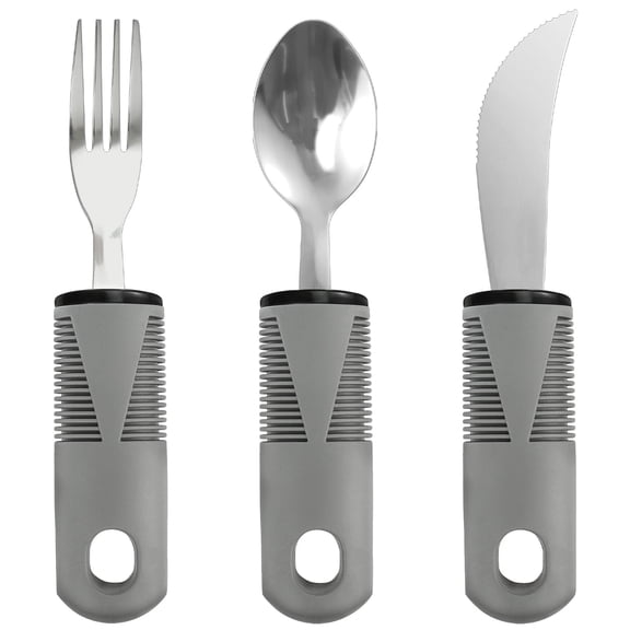 Jetcloudlive Adaptive Utensil Set Stainless Steel Adaptive Cutlery Set Anti Shake Weak Hand Grip Tools with Ergonomic Handle for Elderly