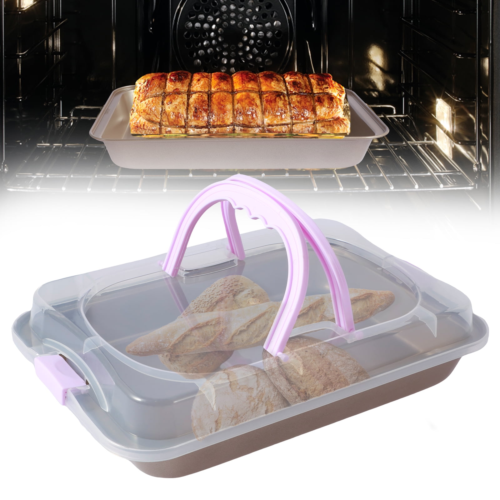 Jetcloudlive Baking Pan with Lid 10x14 Inch Rectangular Cake Pan with ...