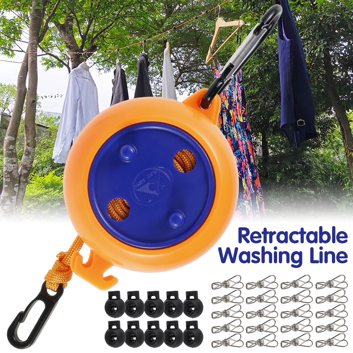 Jetcloudlive Camping Washing Line, 8 Meters Travel Clothesline
