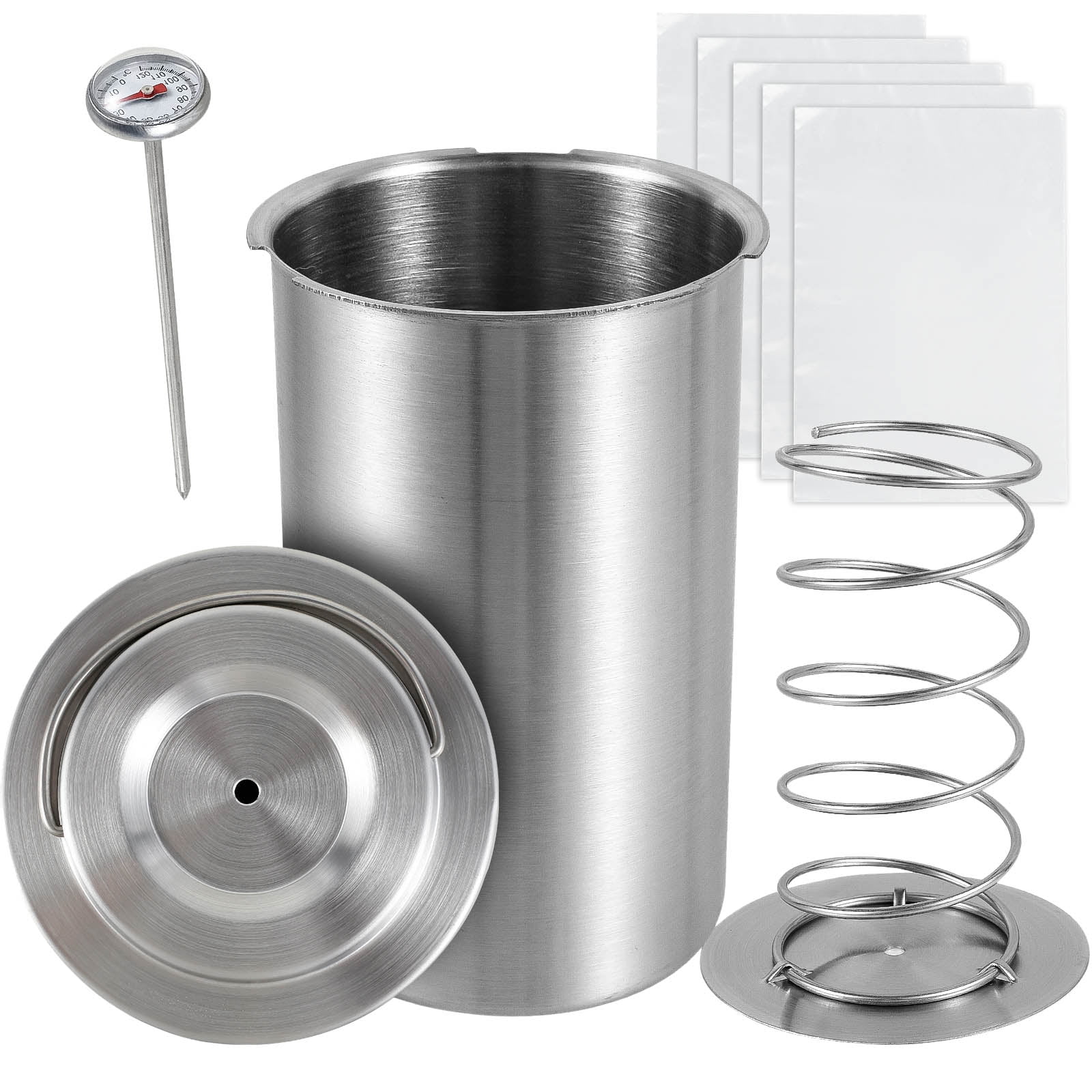 Jetcloudlive Ham Maker Meat Press Stainless Steel Deli Meat Press with 5 Food Zipper Bags,Ham Press Maker with Thermometer,Sandwich Lunch Meat Press Maker Pressure Ham Cooker