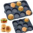 thumbnail image 1 of Jetcloudlive Hamburger Bun Mold,Non Stick Silicone Hamburger Bun Pan,8/12 Cavity Perforated Silicone Burger Bun Pan for Gluten Free Hamburger Buns,Mesh Hamburger Bread Mold, 1 of 10