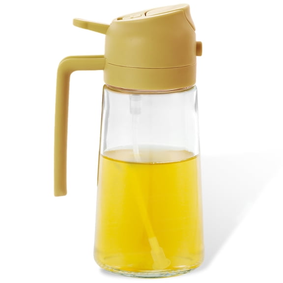 16 oz Olive Oil Sprayer for Cooking 2 in 1 Glass Oil Dispenser Bottle for Air Fryer and Kitchen, Orange