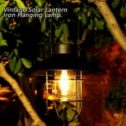 Jetcloudlive Solar Lantern Outdoor Hanging, Waterproof Vintage Metal LED Solar Garden Lantern Lights with Tungsten Bulb Decorative for Patio Backyard Courtyard Landscape