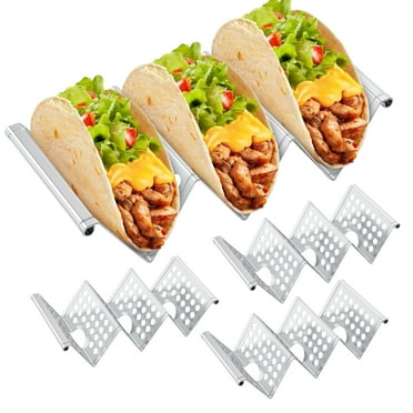 Jetcloudlive Taco Holders Set of 4,Stainless Steel Taco Holder Stand,Stylish Taco Shell Holders,Each Metal Taco Stands for 3 Tacos,Taco Rack Taco Serving Tray Oven,Grill and Dishwasher Safe