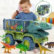 Jetcloudlive Toy Truck, Dinosaur Transport Car Carrier Truck with Dinosaur Toys, Friction Powered Cars, Activity Playmat, Dino Car Playset Toys for Kids Boys