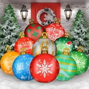 Jetec 10 Pcs Giant PVC Christmas Decorated Ball Inflatable Outdoor Holiday Yard Decorations Christmas Yard Decorations Outdoor Christmas Decorations for Decor (Joy World)