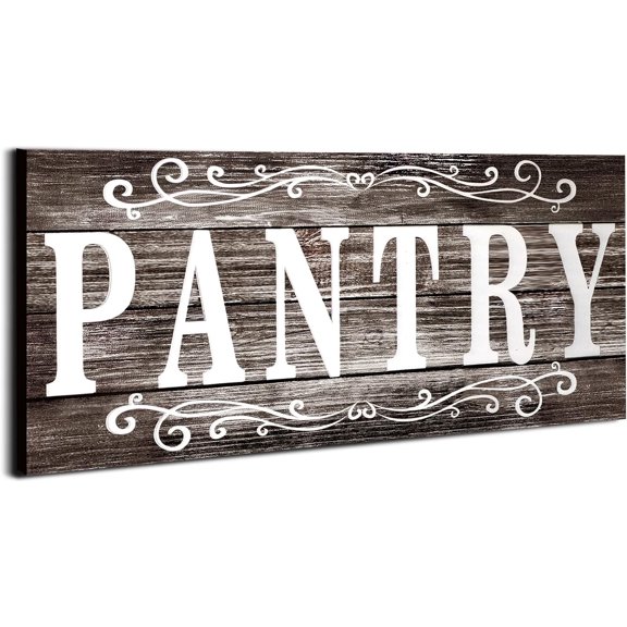 Jetec Pantry Sign Wall Decor Farmhouse Pantry Signs Wood Rustic Retro Hanging Wooden Art Plaque Decorative for Kitchen Restaurant Door Room Home Decoration, 16 x 6 Inch(Gray)