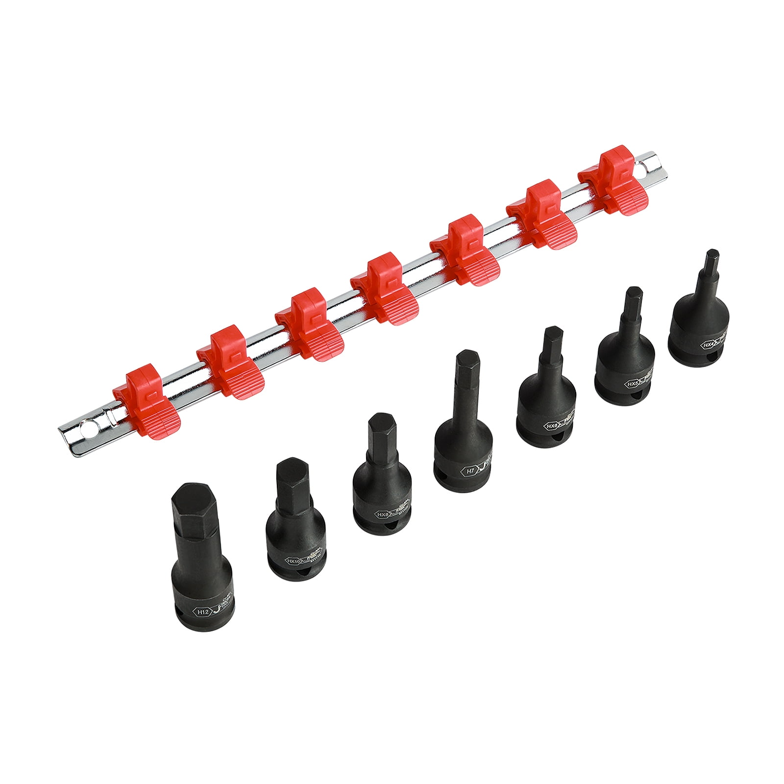 Jetech 7PCS 3/8 Inch Drive Hex Bit Impact Socket Set, Metric Size 4mm - 12mm