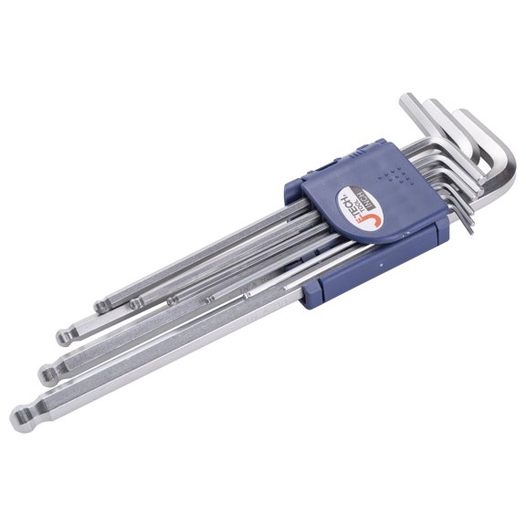 Jetech Extra Long Arm Ball Point Hex Key Set, Nickel-Chrome Plated, SAE, 9PCS