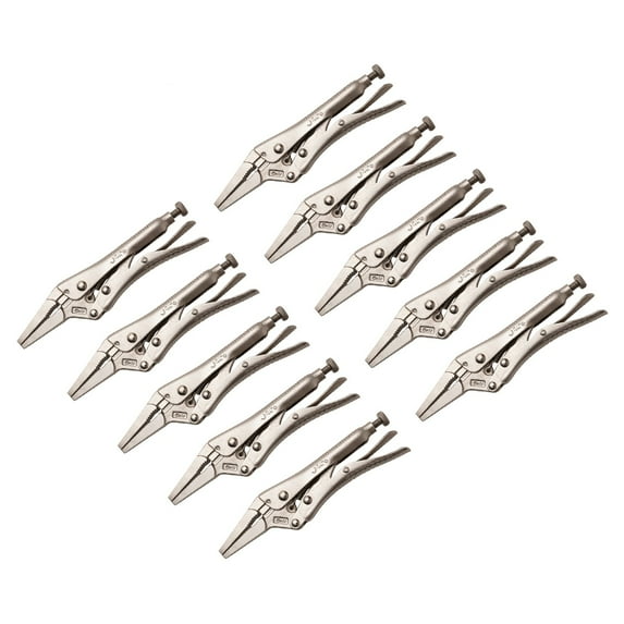Jetech Straight Long Nose Locking Pliers, 6 Inch (150mm), 10 Pack