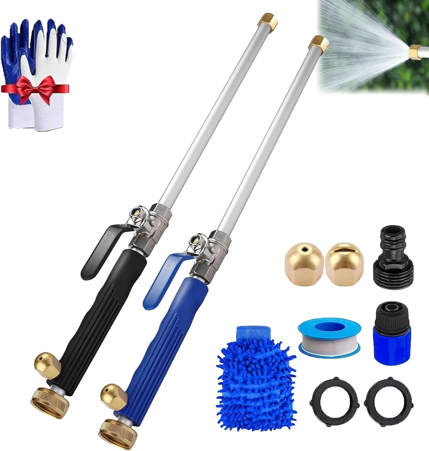 Jetflux Pressure Washer, 2025 Upgraded Jet Nozzle Power Washer, Portable Pressure Turbowashers, 360° Rotating with Three Spray Modes, for Car/Floor/Patio (2PCS-A)