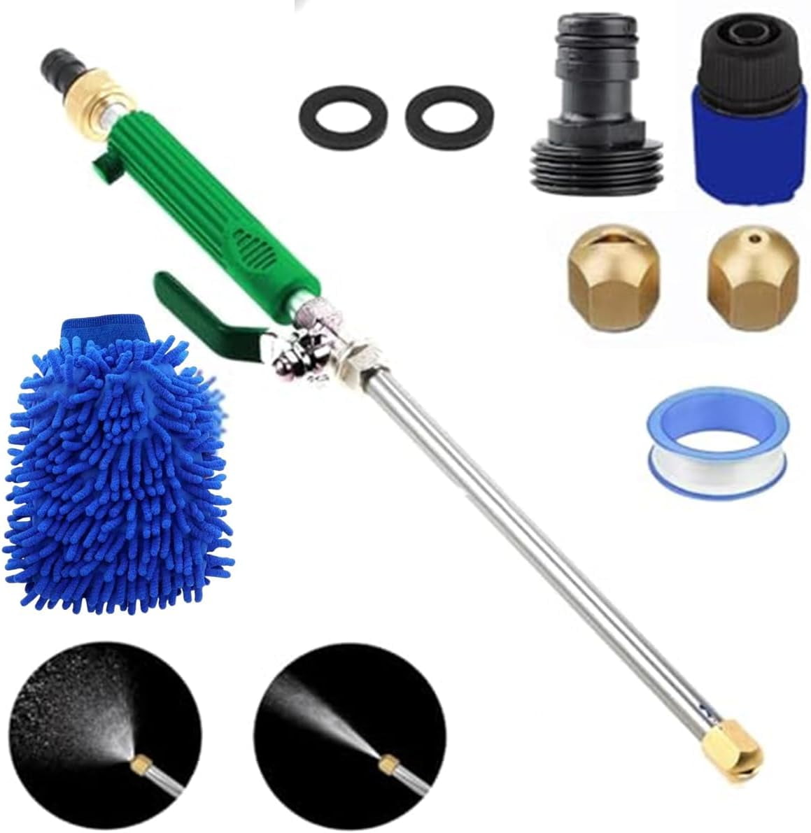Jetflux Pressure Washer Gun, 2025 Upgraded Portable Cordless Pressure Washer Hand Held, 2-in-1 High Power Washer with 2 Nozzles & Quick Connectors for Car, Patio, Fence, Garden Cleaning
