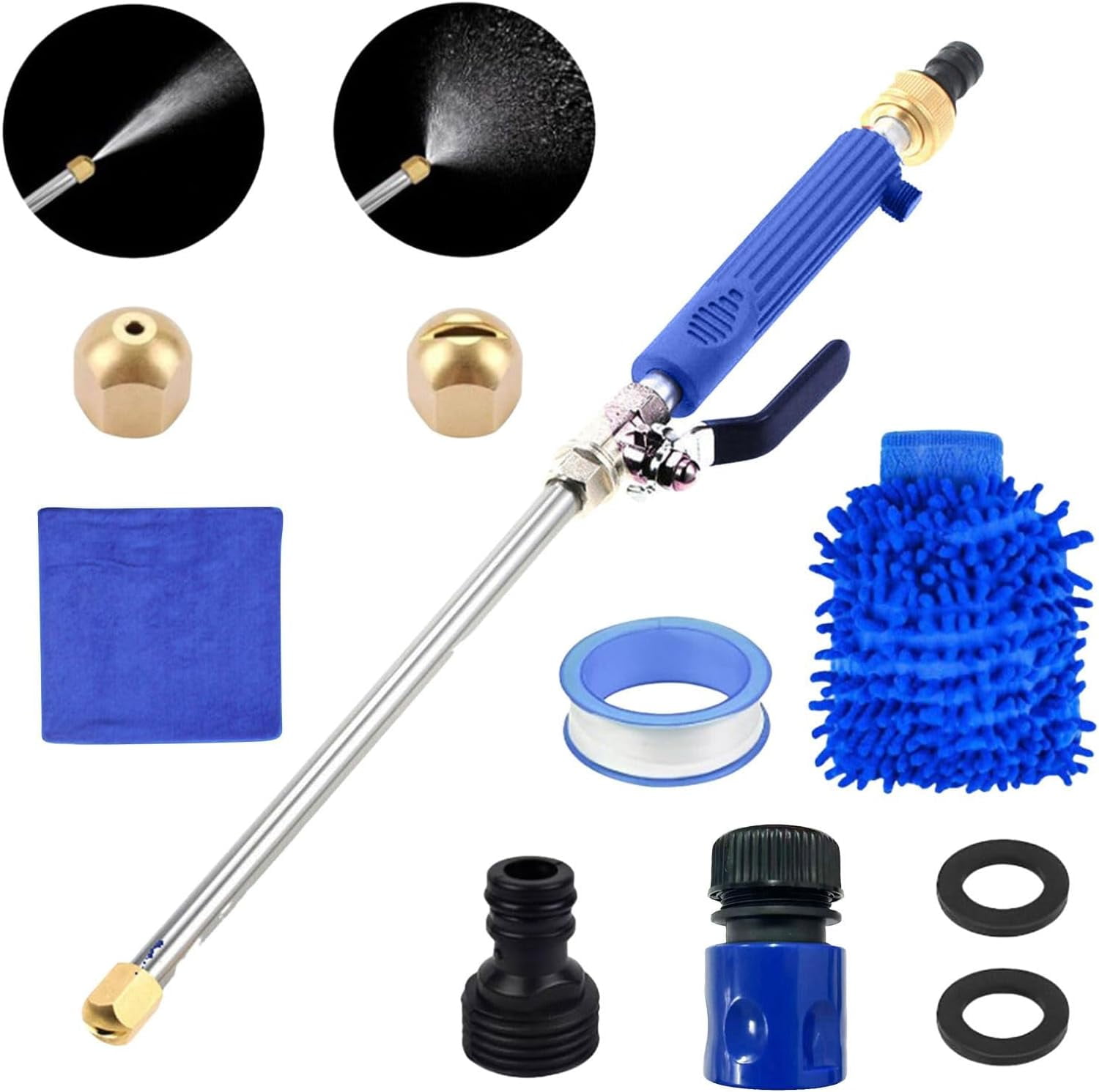 Jetflux Pressure Washer, Upgraded Jet Nozzle Power Washer For Garden Hose, 2 -in-1 High Pressure Wand With 2 Different Nozzles And Quick Connector, Power Washer Hose Attachment (Blue