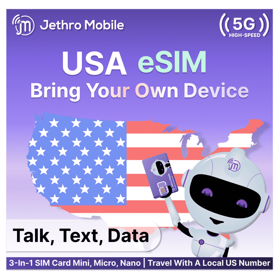 Jethro Mobile Bring Your Own Phone Electronic SIM Kit - Activation Required