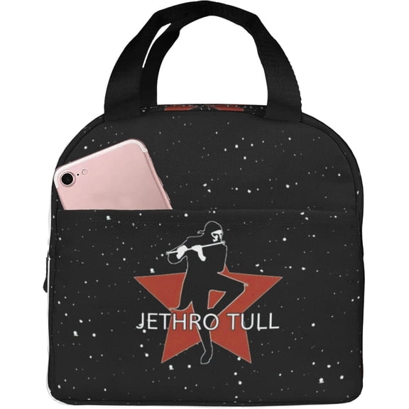 Jethro Musics Tull Portable Aluminum Foil Thickened Thermal Insulation Lunch Bagladies Men Adult Portable Insulated Lunch Bag, Black
