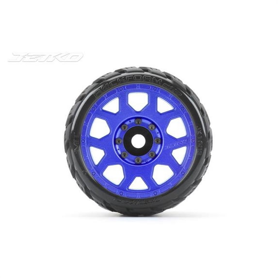 Jetko Tires 3.8 in. 1-8 Scale SGT EX-Rockform Claw Rims Mounted Tires, Metal Blue